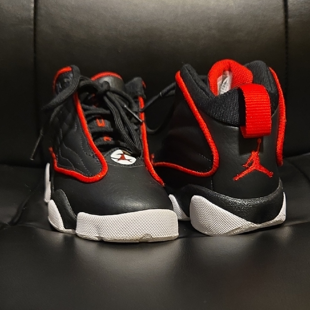 Jordan Kids Black and Red High-Top Sneakers